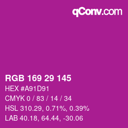 Color code: RGB 169 29 145 | qconv.com
