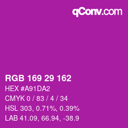 カラーコード: RGB 169 29 162 | qconv.com