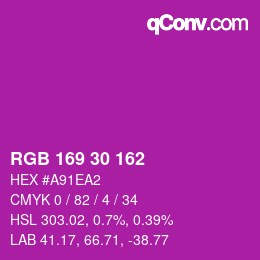 Color code: RGB 169 30 162 | qconv.com