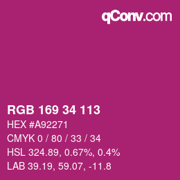 Color code: RGB 169 34 113 | qconv.com