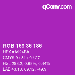 Color code: RGB 169 36 186 | qconv.com