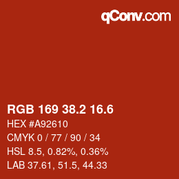 カラーコード: RGB 169 38.2 16.6 | qconv.com