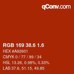 カラーコード: RGB 169 38.6 1.6 | qconv.com