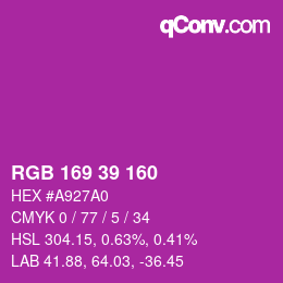 Color code: RGB 169 39 160 | qconv.com