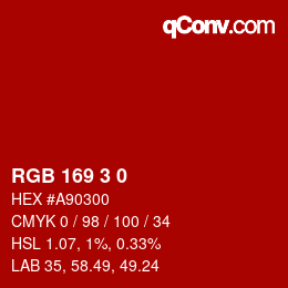 カラーコード: RGB 169 3 0 | qconv.com