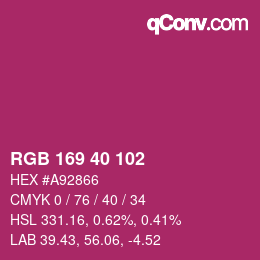 Color code: RGB 169 40 102 | qconv.com