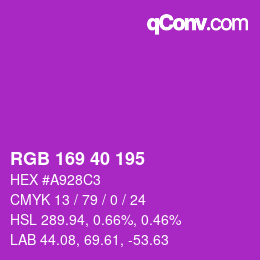 Color code: RGB 169 40 195 | qconv.com
