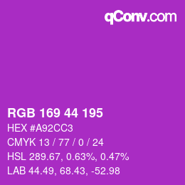 颜色代码: RGB 169 44 195 | qconv.com