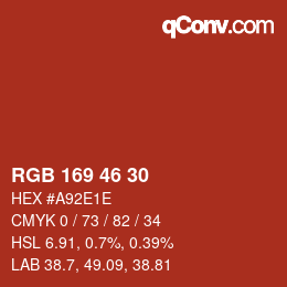 Color code: RGB 169 46 30 | qconv.com