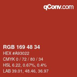 カラーコード: RGB 169 48 34 | qconv.com