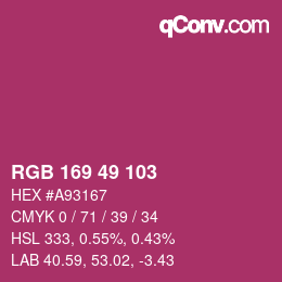 Color code: RGB 169 49 103 | qconv.com