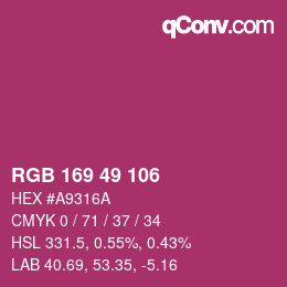 Color code: RGB 169 49 106 | qconv.com