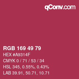 Color code: RGB 169 49 79 | qconv.com