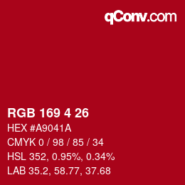 Color code: RGB 169 4 26 | qconv.com