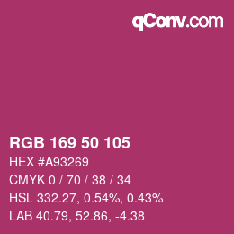 Color code: RGB 169 50 105 | qconv.com