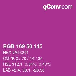 颜色代码: RGB 169 50 145 | qconv.com