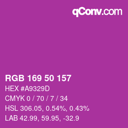 Color code: RGB 169 50 157 | qconv.com