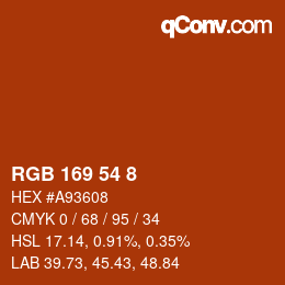 Color code: RGB 169 54 8 | qconv.com