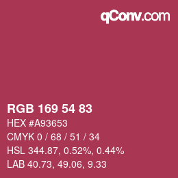 Farbcode: RGB 169 54 83 | qconv.com