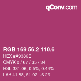 カラーコード: RGB 169 56.2 110.6 | qconv.com