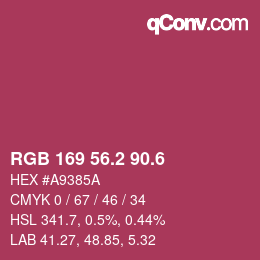 カラーコード: RGB 169 56.2 90.6 | qconv.com