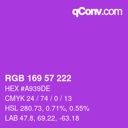 カラーコード: RGB 169 57 222 | qconv.com