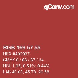 颜色代码: RGB 169 57 55 | qconv.com