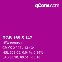 Color code: RGB 169 5 147 | qconv.com