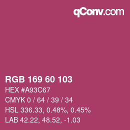 颜色代码: RGB 169 60 103 | qconv.com