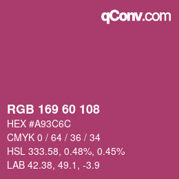 颜色代码: RGB 169 60 108 | qconv.com