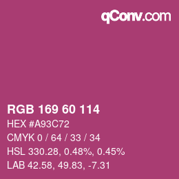 颜色代码: RGB 169 60 114 | qconv.com
