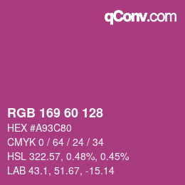 カラーコード: RGB 169 60 128 | qconv.com