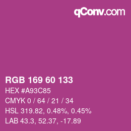 颜色代码: RGB 169 60 133 | qconv.com