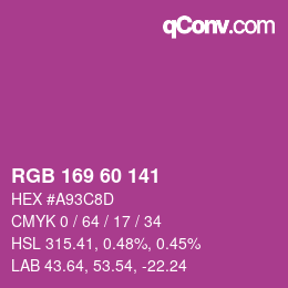 カラーコード: RGB 169 60 141 | qconv.com