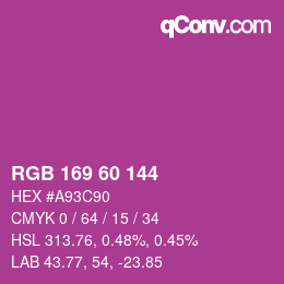 カラーコード: RGB 169 60 144 | qconv.com