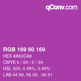 カラーコード: RGB 169 60 169 | qconv.com