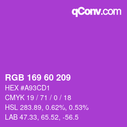 カラーコード: RGB 169 60 209 | qconv.com