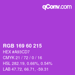 カラーコード: RGB 169 60 215 | qconv.com