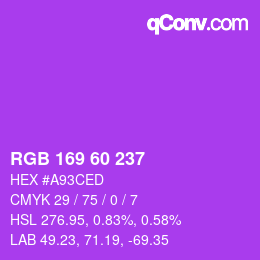 颜色代码: RGB 169 60 237 | qconv.com