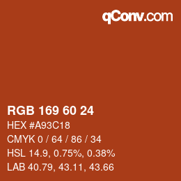 カラーコード: RGB 169 60 24 | qconv.com