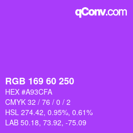 カラーコード: RGB 169 60 250 | qconv.com
