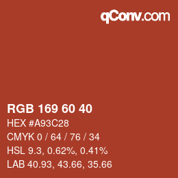 Código de color: RGB 169 60 40 | qconv.com