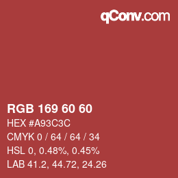 カラーコード: RGB 169 60 60 | qconv.com