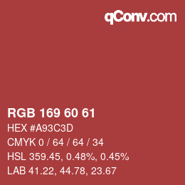 カラーコード: RGB 169 60 61 | qconv.com