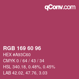 カラーコード: RGB 169 60 96 | qconv.com