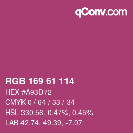 颜色代码: RGB 169 61 114 | qconv.com