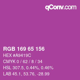 カラーコード: RGB 169 65 156 | qconv.com