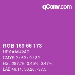 カラーコード: RGB 169 66 173 | qconv.com