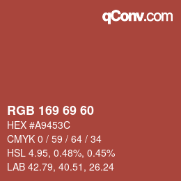 Color code: RGB 169 69 60 | qconv.com