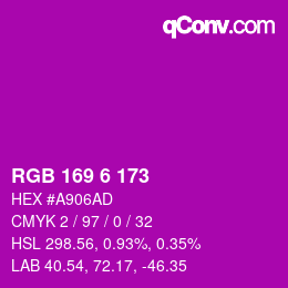 颜色代码: RGB 169 6 173 | qconv.com